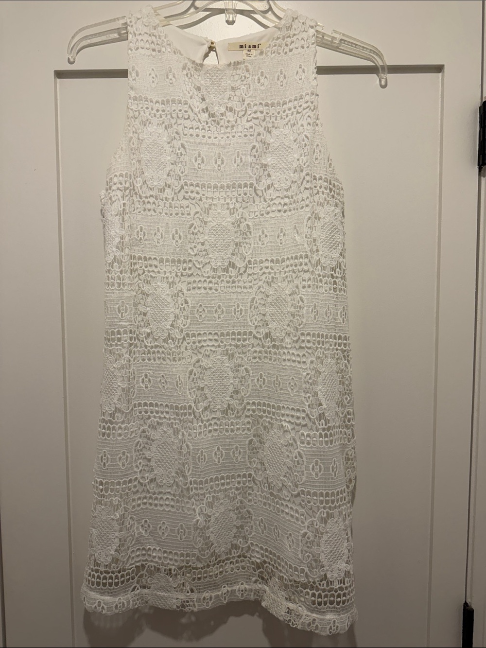 miami White Crochet Shift Mini Dress